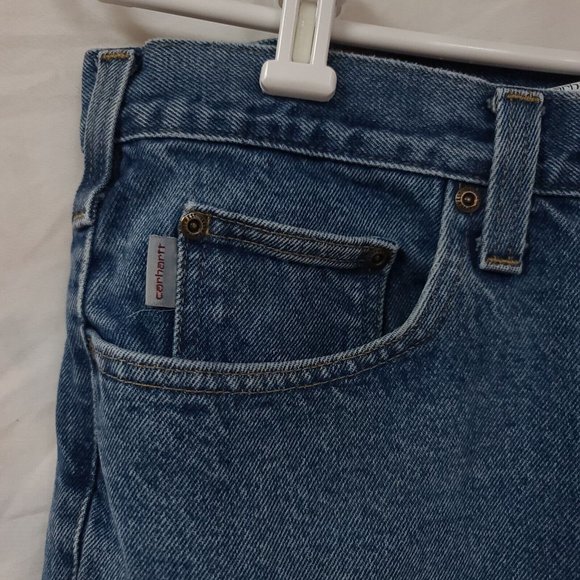 Carhartt Mens 38x32 Relaxed Fit Straight Leg 5 Pockets Heavy Work Denim Jeans - Picture 3 of 10